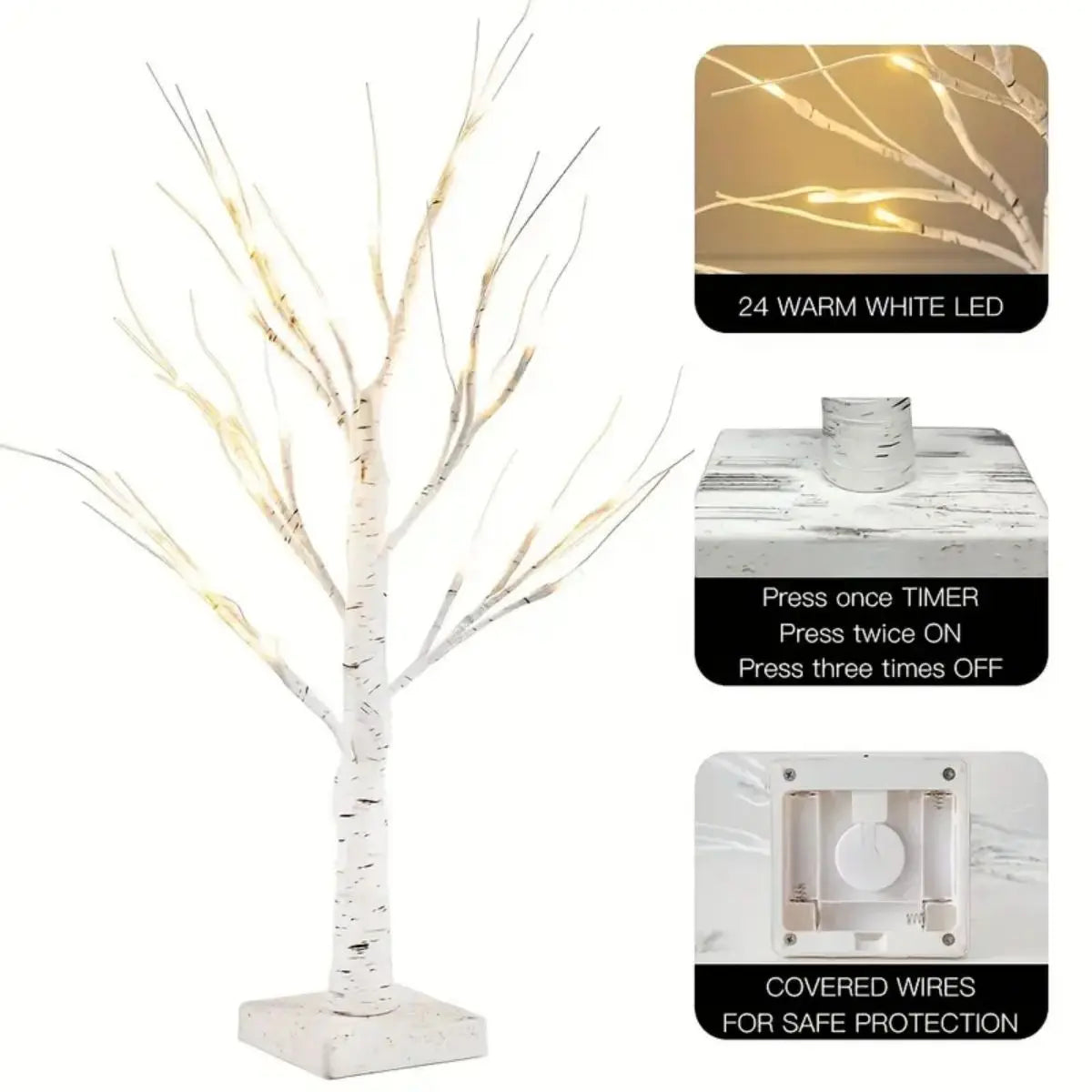 LED Easter Birch Tree Lamp USB Battery Powered Decor - Tophatter Daily Deals