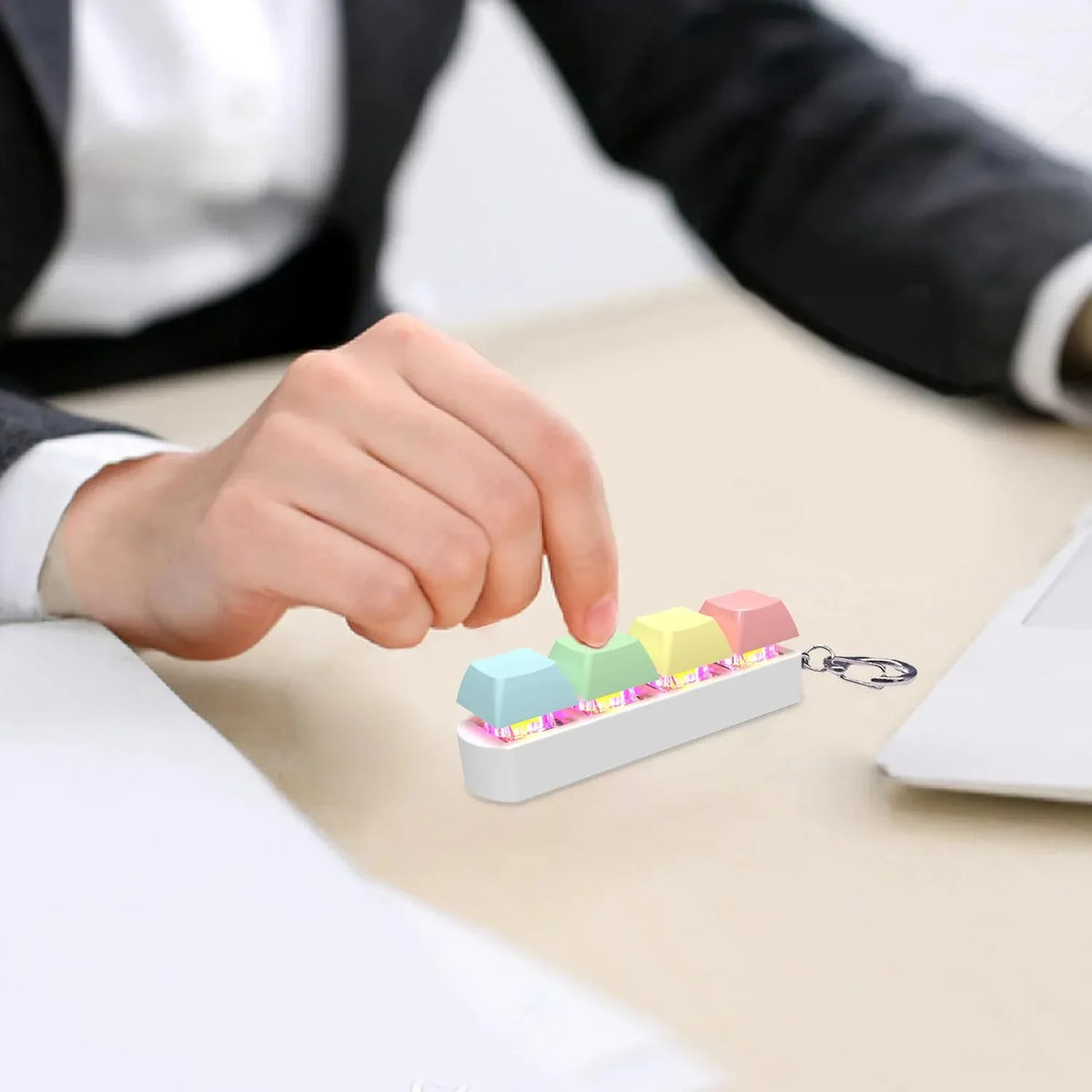 Keyboard Fidget Toy LED Keychain 4 In 1 Stress Relief - Tophatter Daily Deals