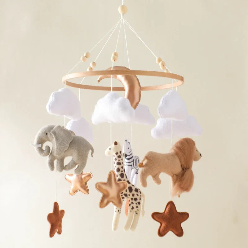 Wooden Felt Animal Crib Mobile With Soothing Calming Music - Tophatter Daily Deals