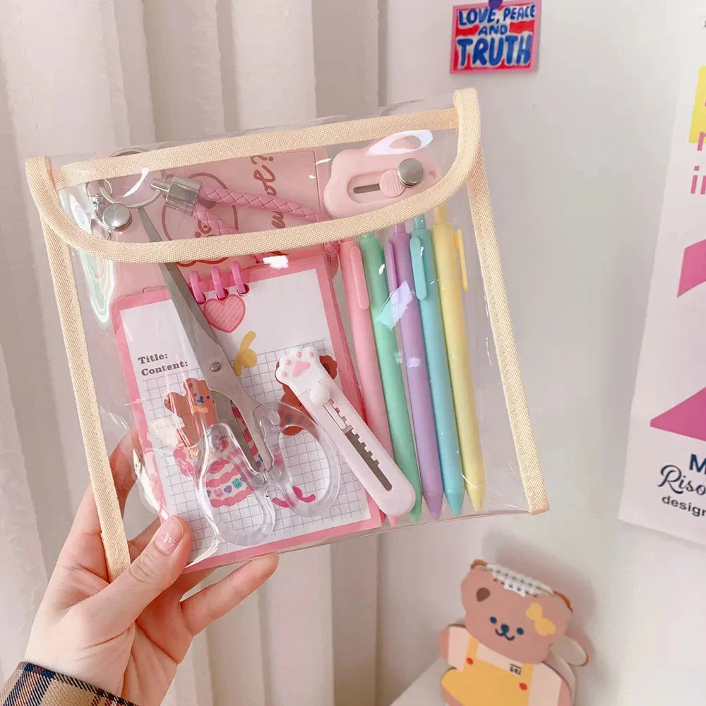 Transparent Document Wallet Bears Kawaii Travel Bag Cosmetics Makeup Large - 20cm x 21.5cm - Tophatter Daily Deals