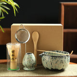 Matcha Tea Set Ceramic Bowls With Bamboo Whisk 6 Piece Light cyan 6pcs - Tophatter Daily Deals