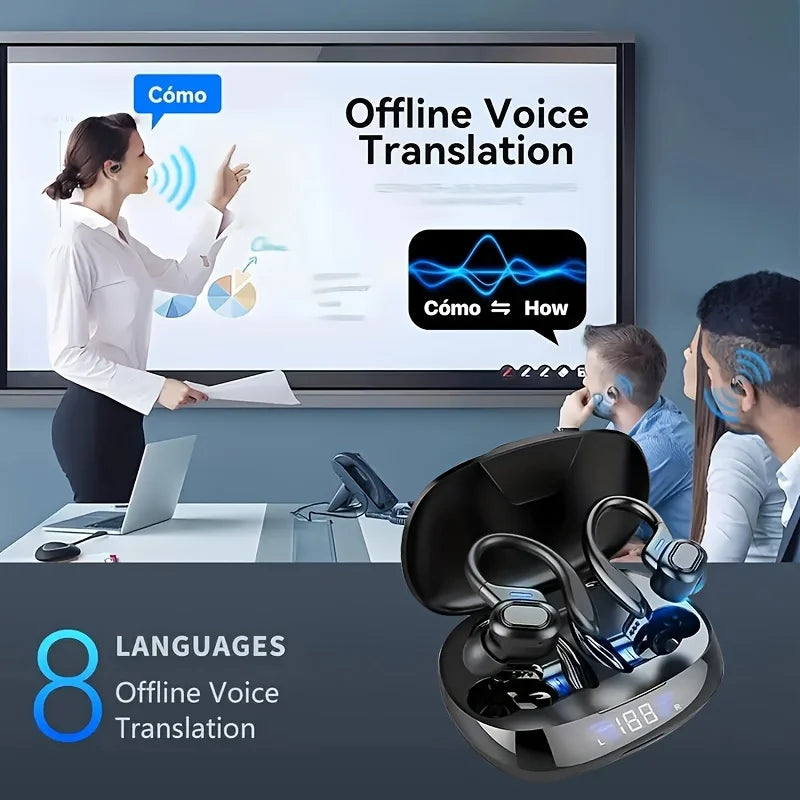 AI Translation Earphones Wireless Ear Hook Bluetooth - Tophatter Daily Deals