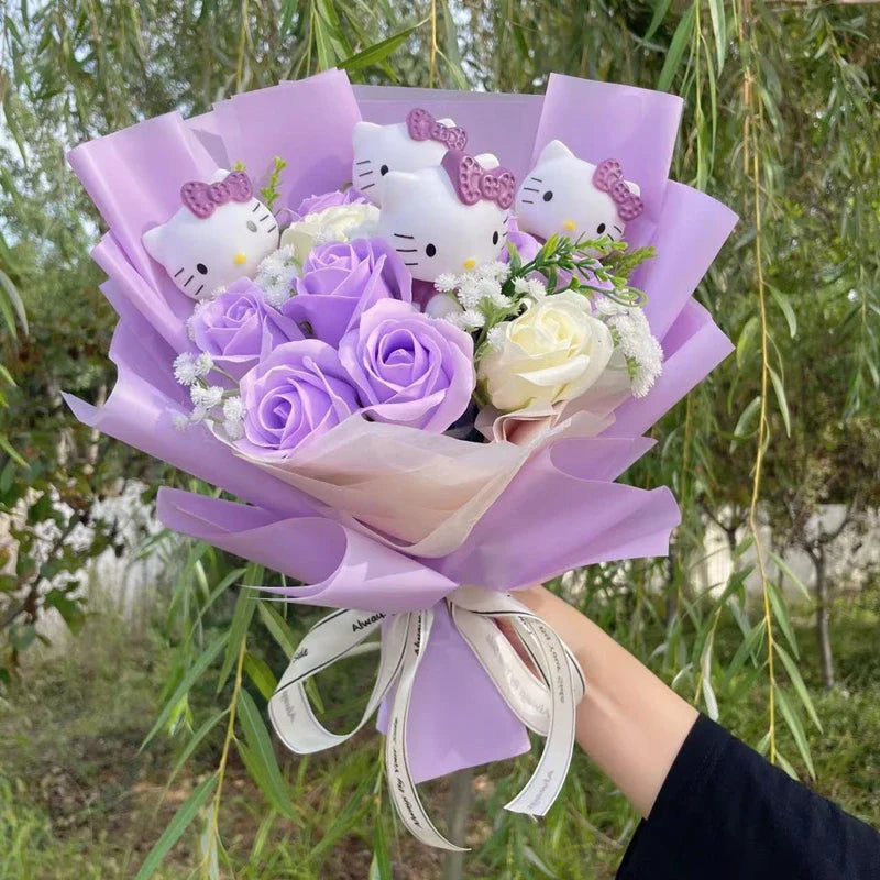 Sanrio Hello Kitty My Melody Kuromi PomPom Purin Cinnamoroll Flowers Plush Toy Flower Bouquet Flowers - Tophatter Daily Deals