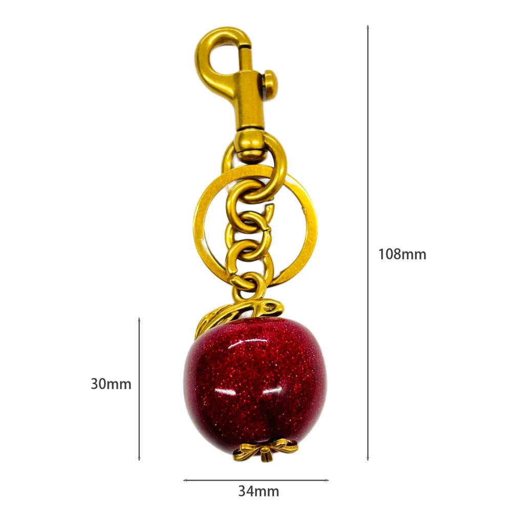 Red Cherry Keychain Bag Charm With Gold Leaf Lobster Clasp - Tophatter Daily Deals