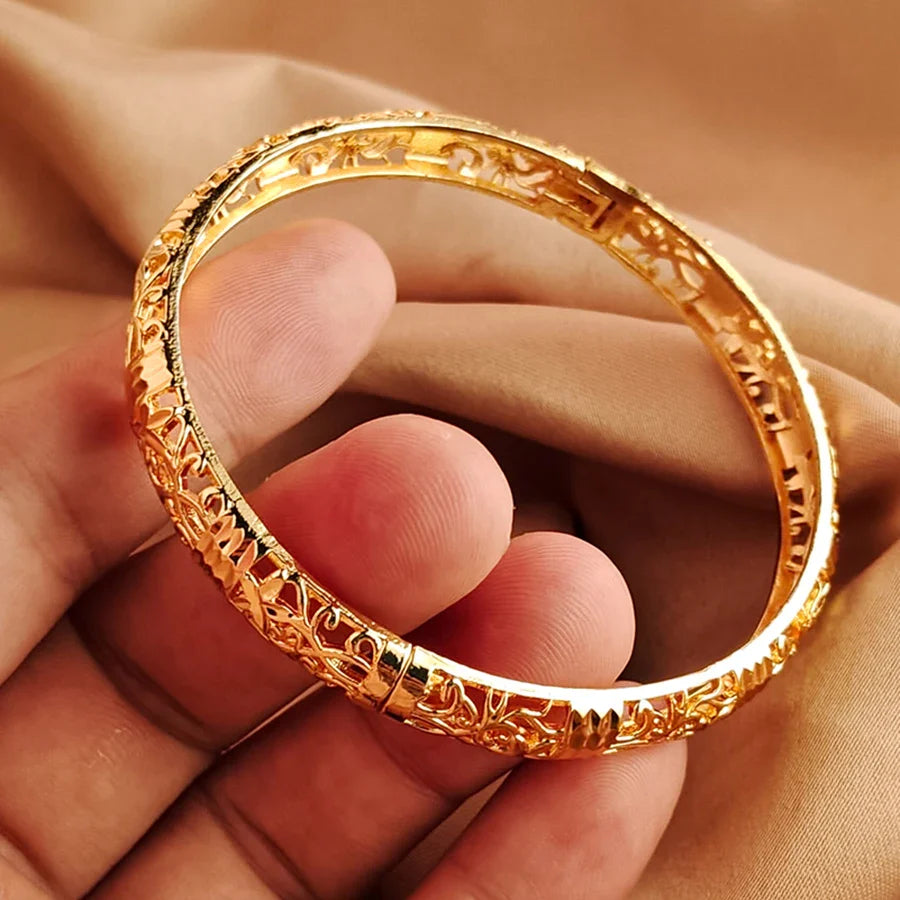Gold Color Bangle Openwork Wedding Bracelet Dubai Style - Tophatter Daily Deals