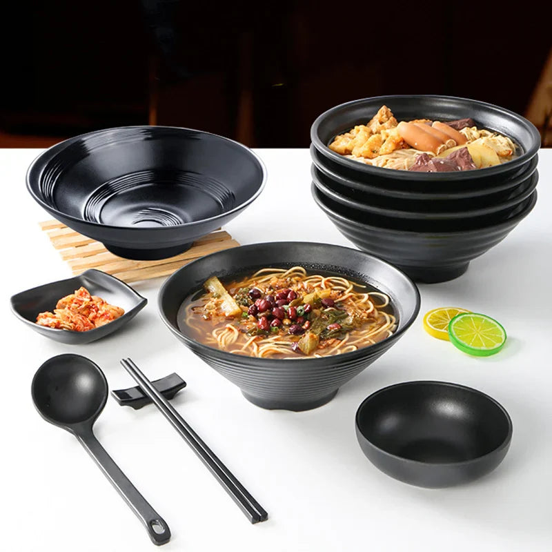 Ramen Bowl Black Plastic Japanese Style Noodle Bowl - Tophatter Daily Deals