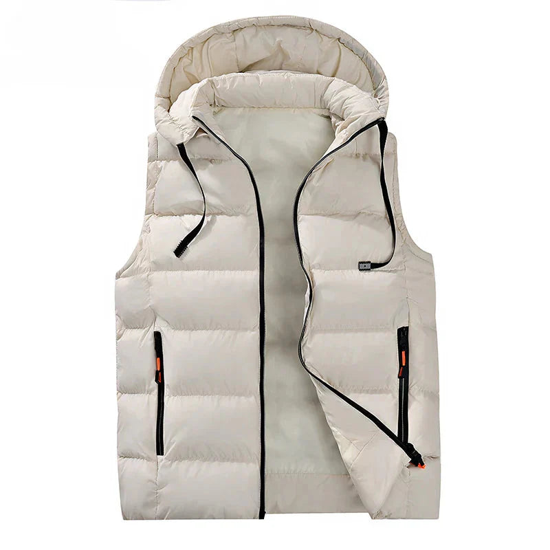 Warm Men’s Hooded Vest - Quilted Polyester, Winter Layering White - Tophatter Daily Deals