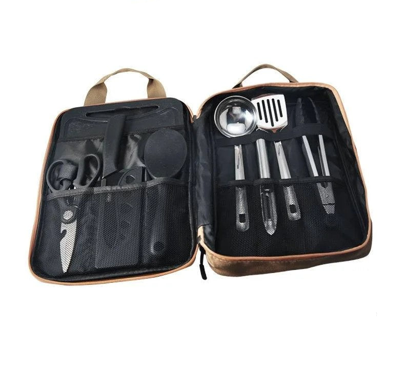 8-Piece Camping Kitchen Cookware Set Khaki Camp Cooking - Tophatter Daily Deals