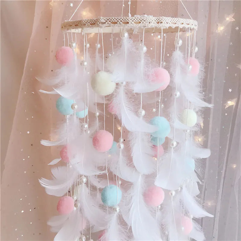 Dream Catcher Wind Chimes Feathers Handmade White Mythical - Tophatter Daily Deals