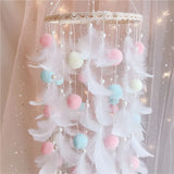 Dream Catcher Wind Chimes Feathers Handmade White Mythical - Tophatter Daily Deals