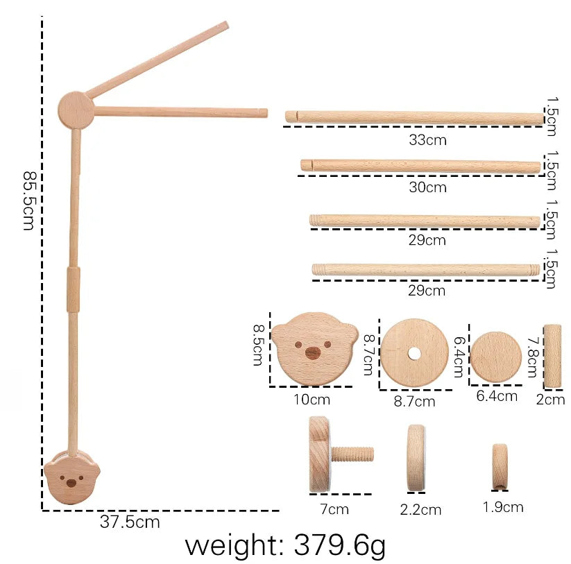 Wooden Rabbit Crib Mobile Newborn Sensory Toys Soft Bear Bracket - Tophatter Daily Deals