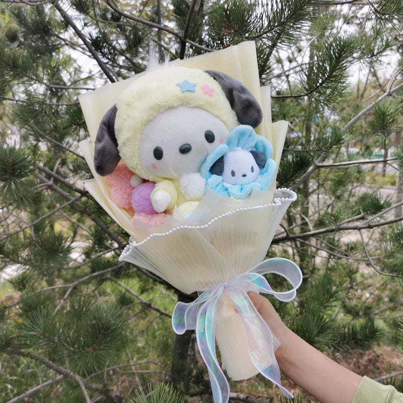 Sanrio Kuromi Cinnamoroll My Melody Hello Kitty Plush Bouquet Pochacco (Light Yellow) Flowers - Tophatter Daily Deals