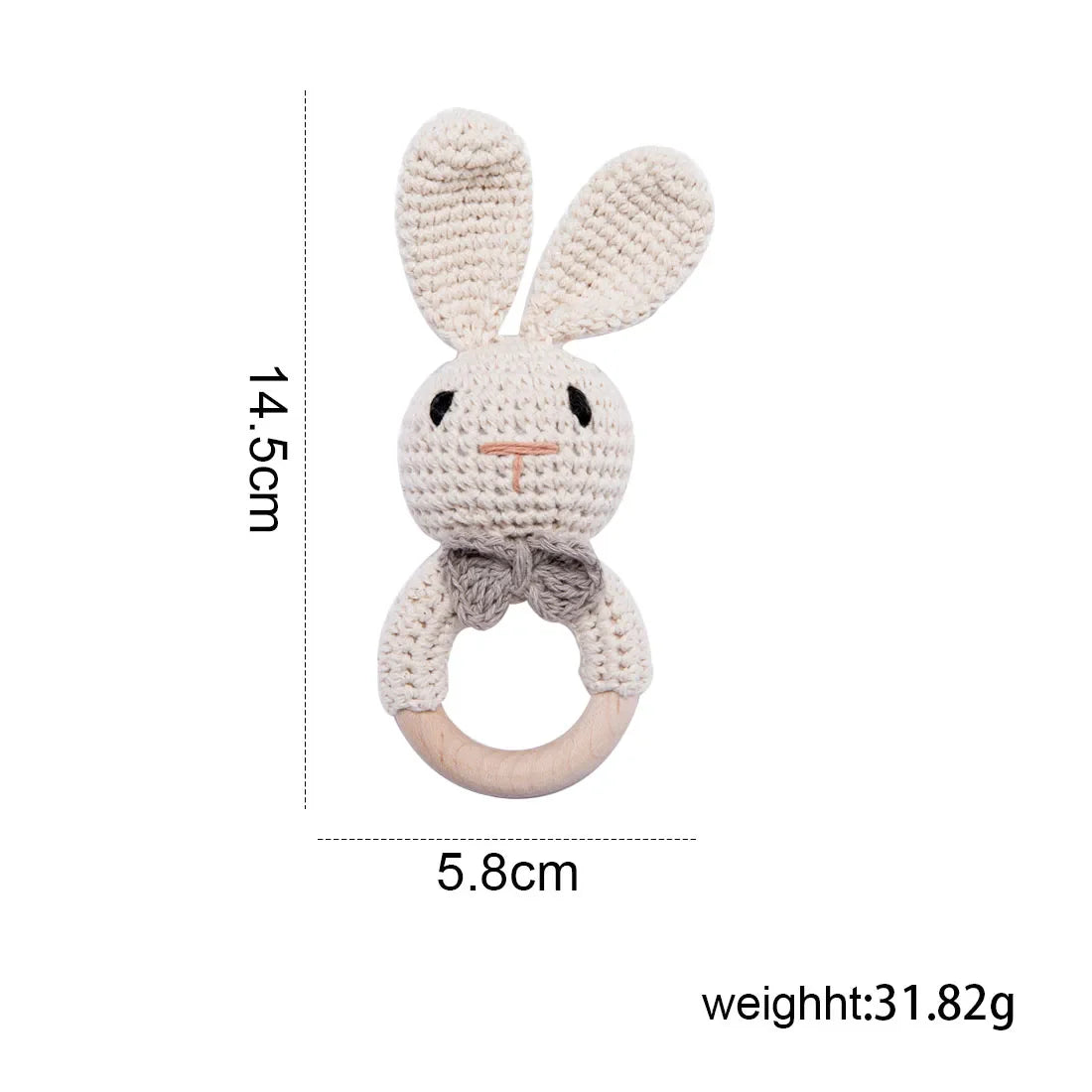 Baby Crochet Rattle Bunny Teether Newborn Sensory Toys - Tophatter Daily Deals