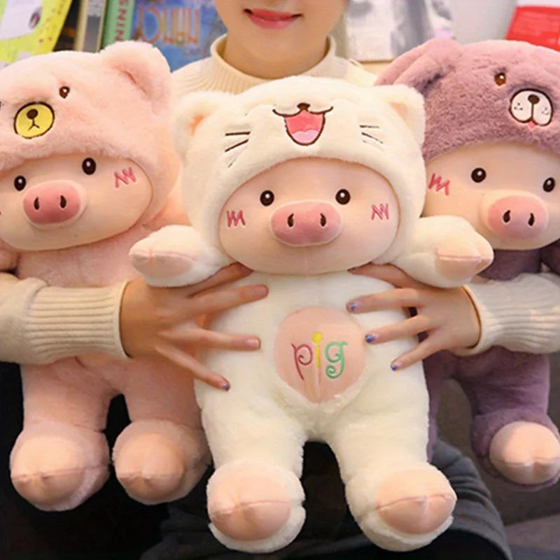 Pig Bear Hat Plush Toy Animals - Tophatter Daily Deals