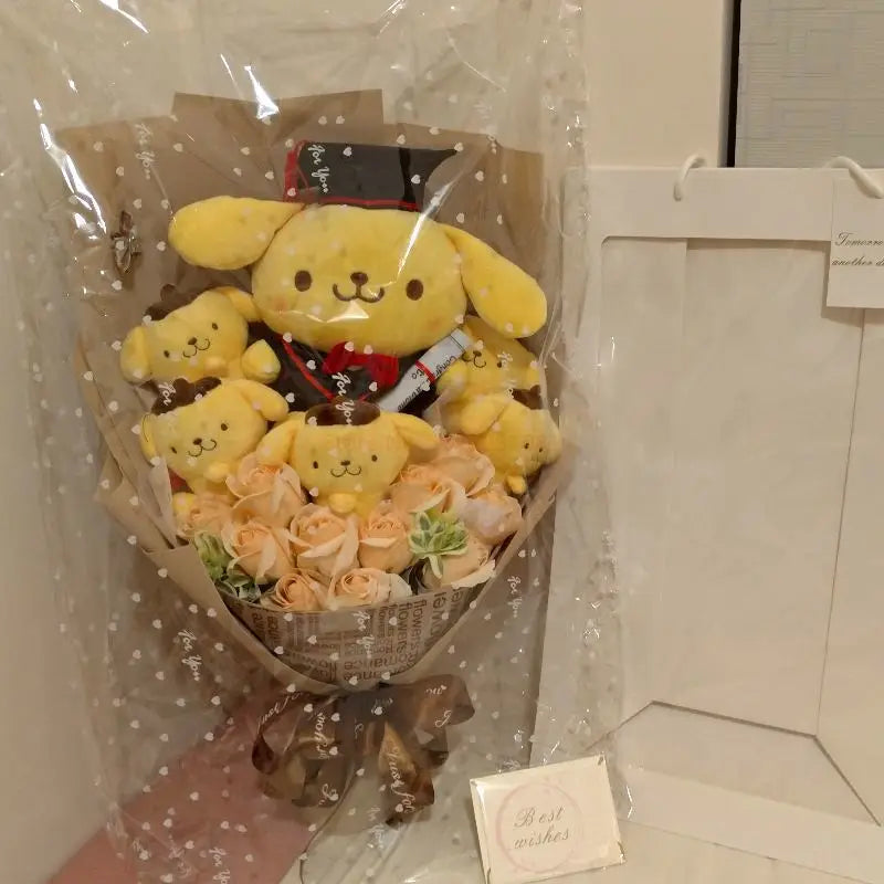 Sanrio Kawaii Plush Bouquet Cute Soft Stuffed Toys PomPomPurin Flowers - Tophatter Daily Deals