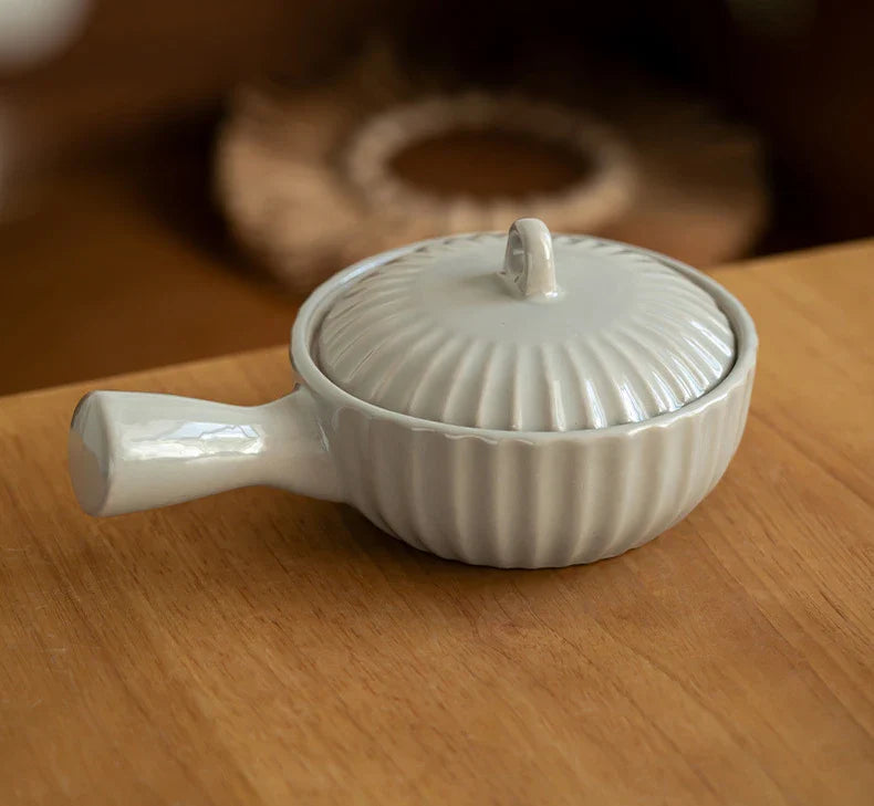 Ceramic Single Handle Bowl With Lid Japanese Style - Tophatter Daily Deals
