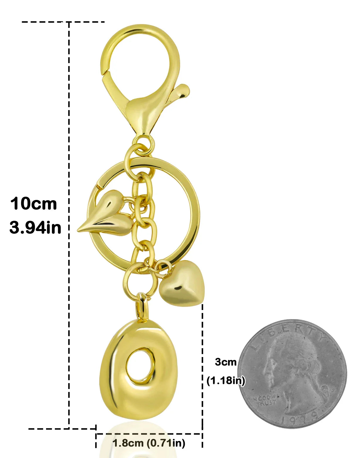 Personalized Keychain Gold Bubble Letter Bag Charm Gift O - Tophatter Daily Deals