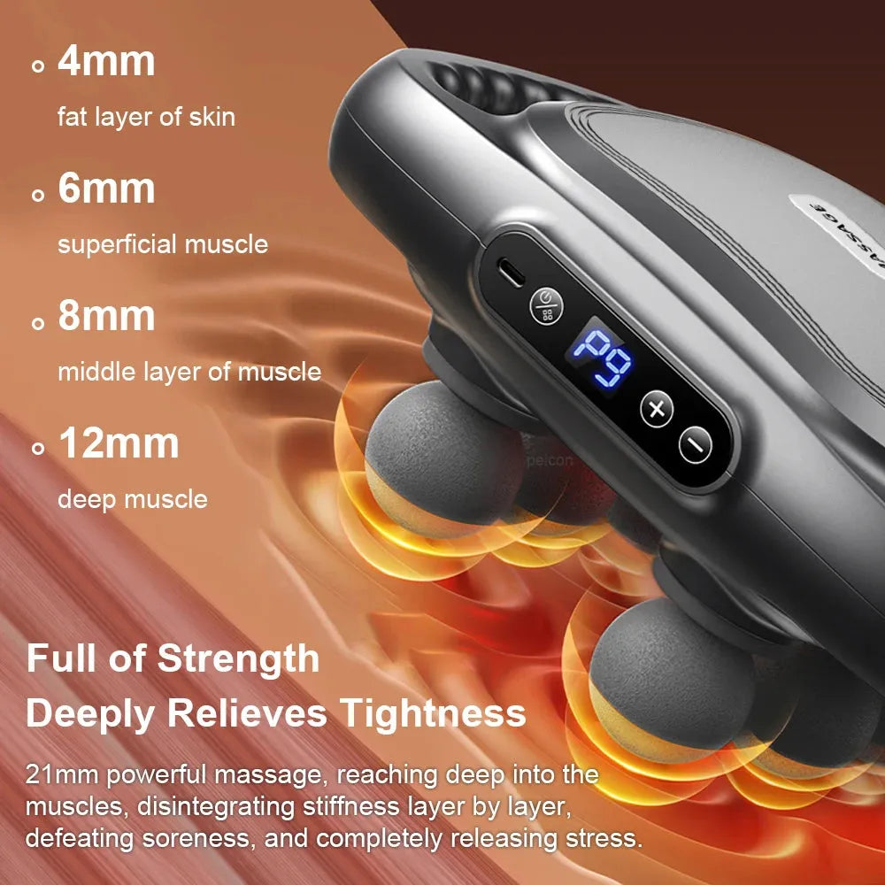 Fascia Gun Muscle Massager Gun High Frequency Back Waist Massage Machine Six-head Body Shoulder Professional Fascia Massage Gun - Tophatter Daily Deals