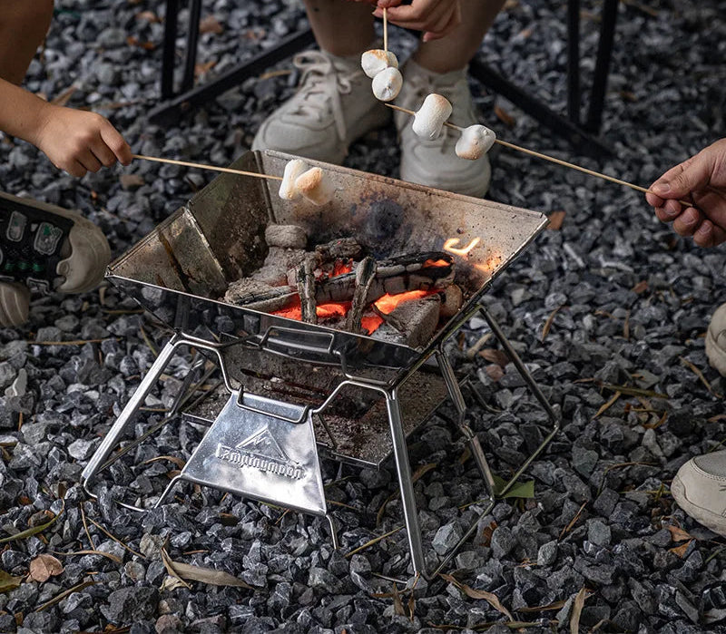 Folding Portable Barbecue Grill Camping Silver Outdoor Grills - Tophatter Daily Deals