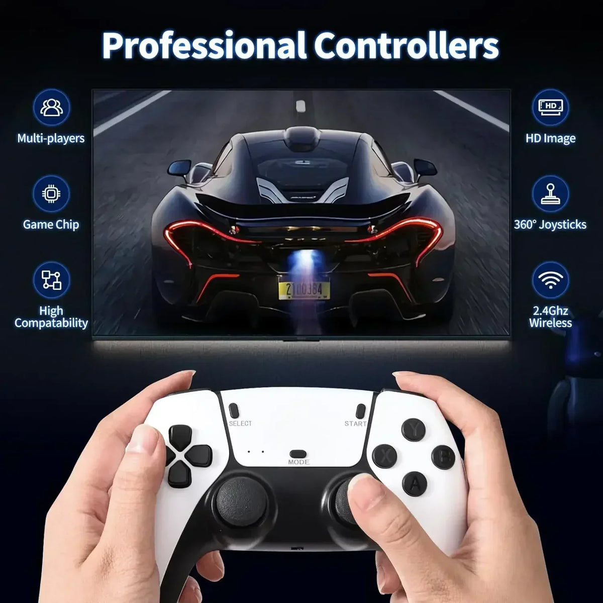 Mini Retro Game Console with 20,000 Classic Games - 4K HD Output, Dual Wireless Controllers - Tophatter Daily Deals