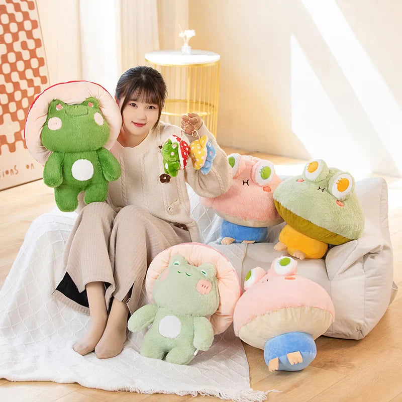 Soft Frog Plushie Stuffed Kawaii Animals Red Mushroom Hat Frogs Animals - Tophatter Daily Deals