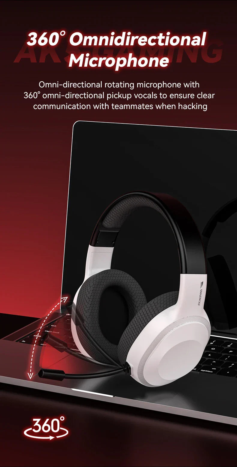 Gaming Headset Wired Lightweight With Omnidirectional Mic - Tophatter Daily Deals