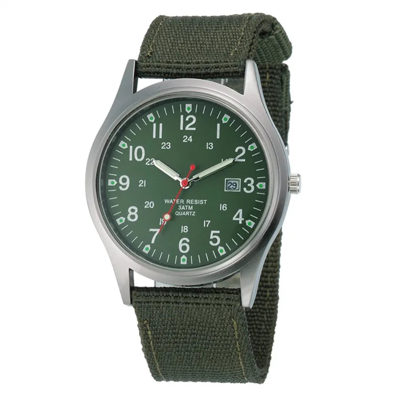 Quartz Field Watch Nylon Strap Military Style Date Luminous - Tophatter Daily Deals