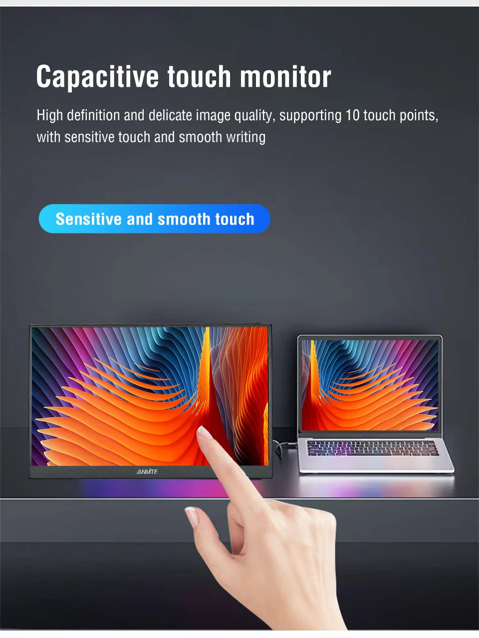 Portable Monitor 14.1 Inch Touch IPS HDR10 Second Screen - Tophatter Daily Deals