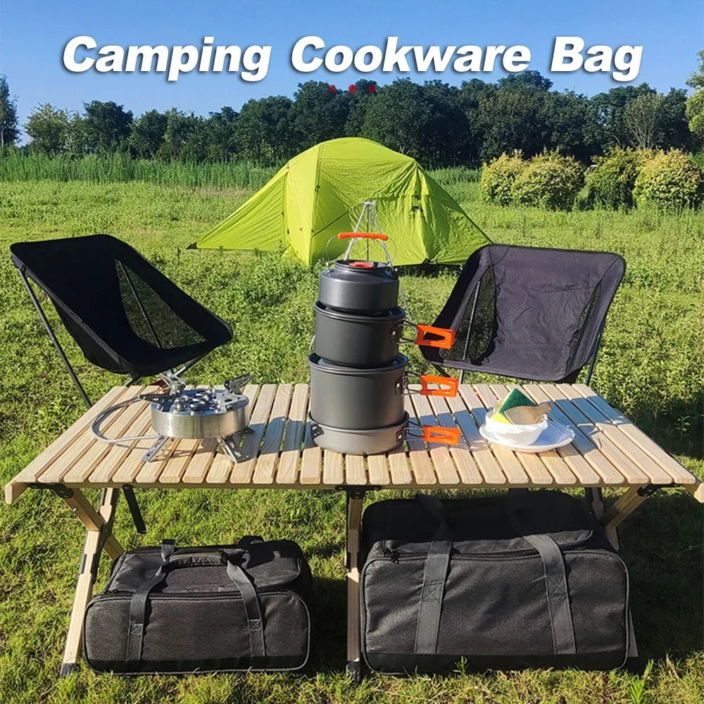 Portable Camping Cookware Storage Bag Grey Duffel Bags - Tophatter Daily Deals