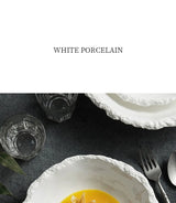 White Porcelain Rock Edge Soup Bowl Modern Tableware - Tophatter Daily Deals