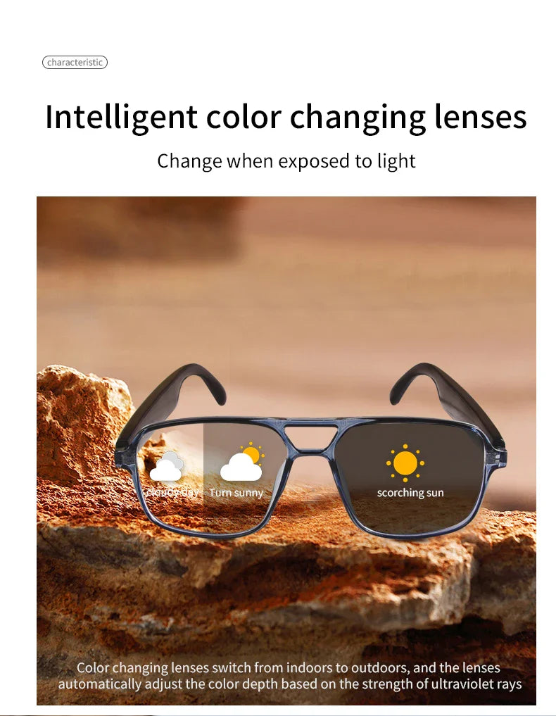 Smart Bluetooth Photochromic Sunglasses With Audio Mic - Tophatter Daily Deals