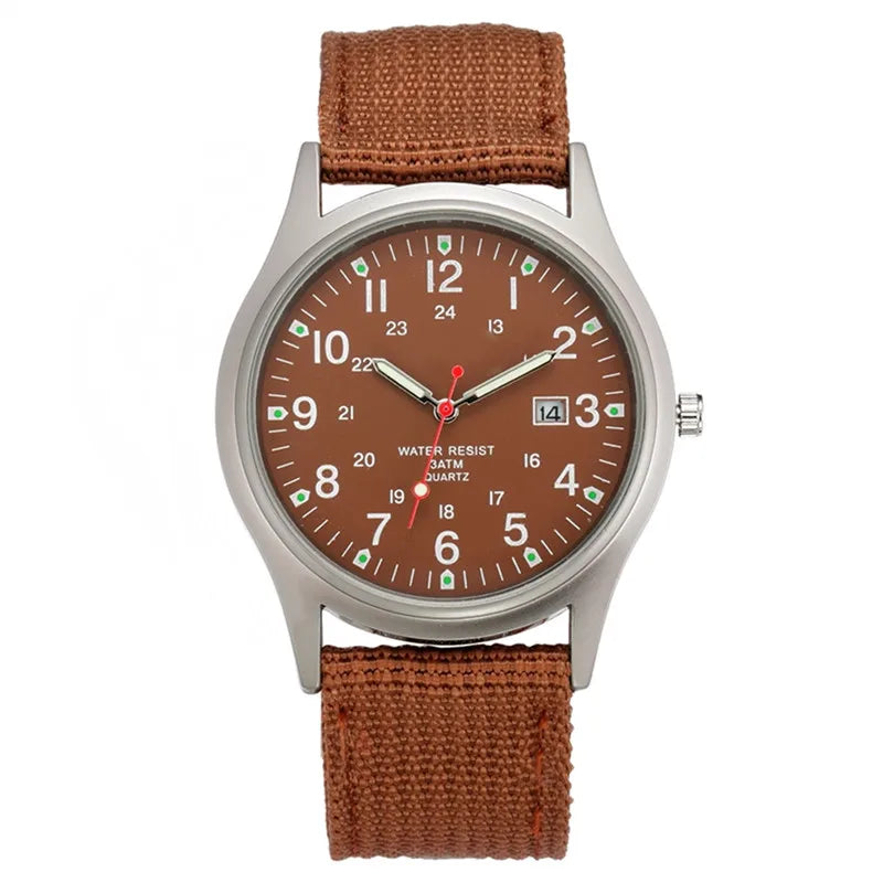 Quartz Field Watch Nylon Strap Military Style Date Luminous - Tophatter Daily Deals