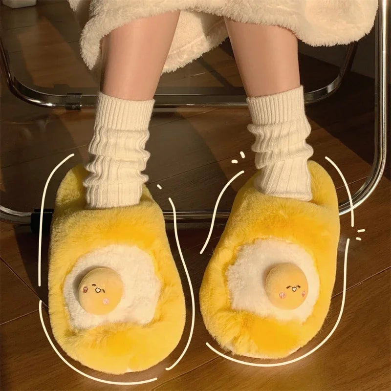 Sanrio Gudetama Cute Soft Fluffy Home Slippers Warm Plush Shoes Food - Tophatter Daily Deals