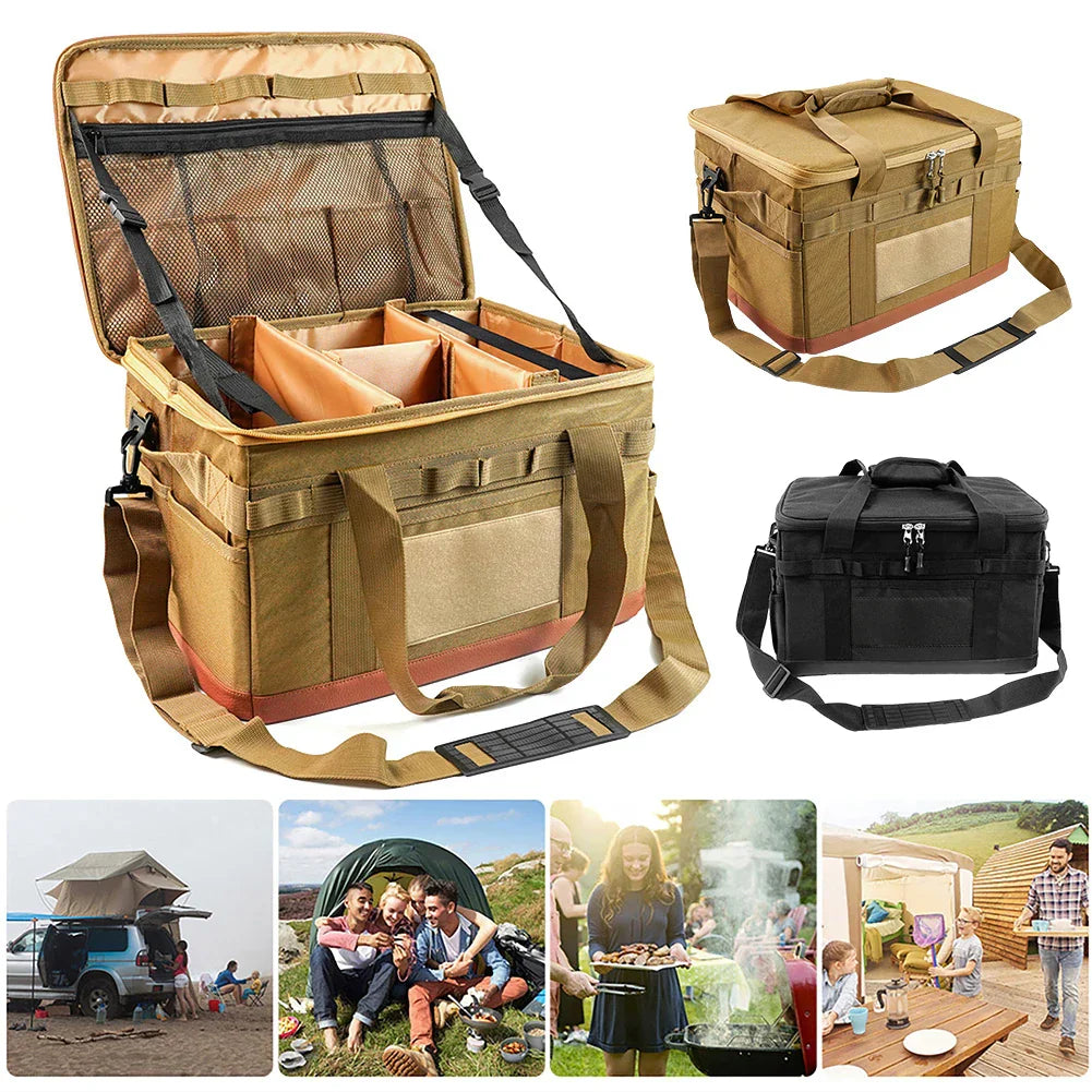 30L Camping Organizer Storage Bag Khaki Camping & Hiking - Tophatter Daily Deals