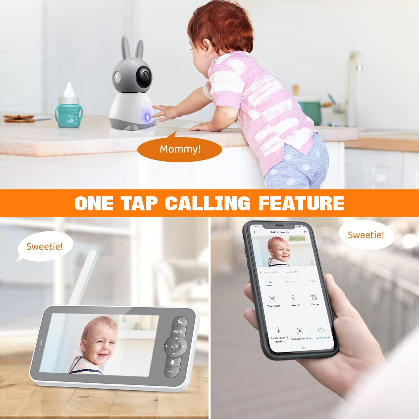 Baby Monitor with Camera – Wifi Automatic Tracking 5" Baby Monitor, 2K Night Vision with Phone App Baby monitor with camera - Tophatter Daily Deals
