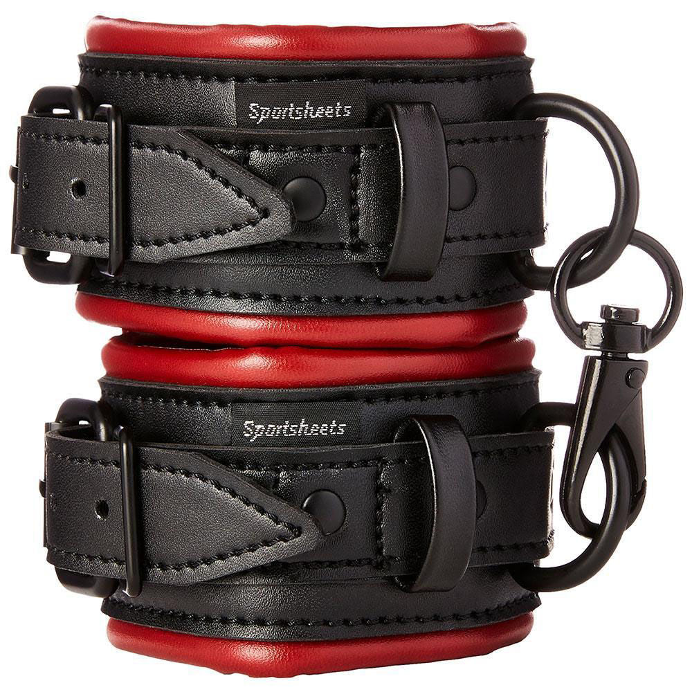 Saffron Vegan Leather Wrist Restraints Red Bondage Cuffs > Clothes > Unisex Leather - Tophatter Daily Deals