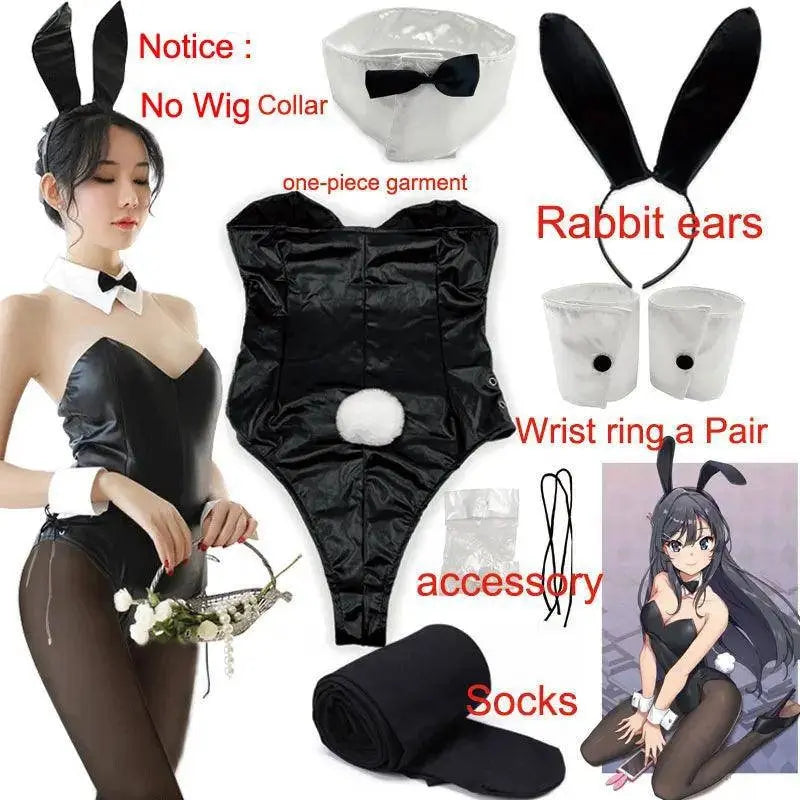 Sakurajima Mai Bunny Girl Cosplay Costume Halloween Adult Woman Senior Sister Cosplay Wig Clothes Size M/XL Set 2 - Tophatter Daily Deals