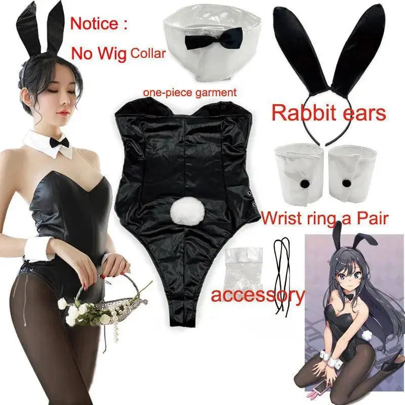 Sakurajima Mai Bunny Girl Cosplay Costume Halloween Adult Woman Senior Sister Cosplay Wig Clothes Size M/XL Set 3 - Tophatter Daily Deals