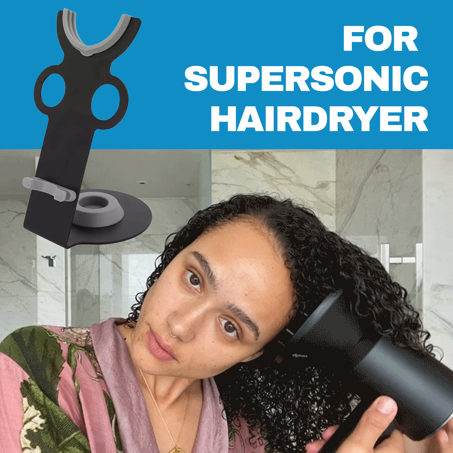 Hair Dryer Stand – Magnetic Hands-Free Holder for Easy Drying & Styling Hair Care - Tophatter Daily Deals