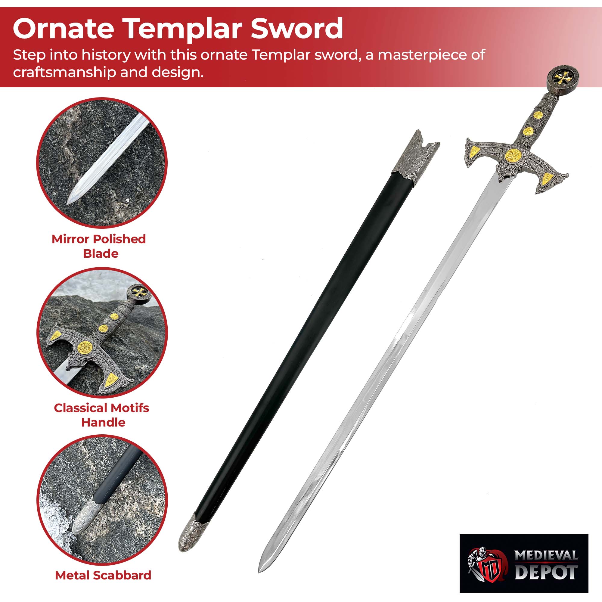 Sanctified Steel The Templar’s Sword Swords - Tophatter Daily Deals