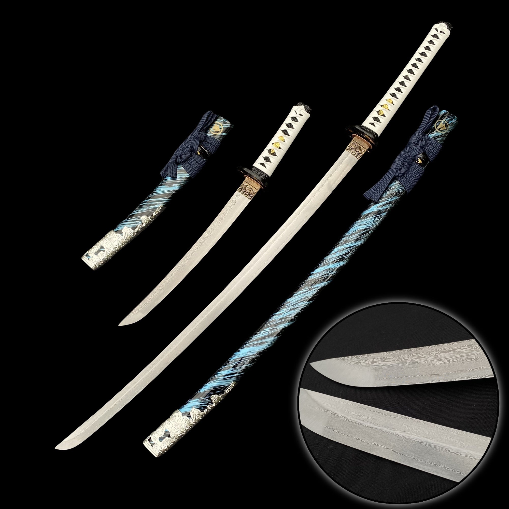 Damascus Steel Tsushima Ghost Lord Jin Sakai Katana Wakizashi 2 in 1 Pack - Tophatter Daily Deals