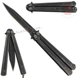 Stonewash Butterfly Knife Plain Edge Balisong w/ Spring Latch Knife-Balisong - Tophatter Daily Deals