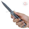 Stonewash Butterfly Knife Plain Edge Balisong w/ Spring Latch Knife-Balisong - Tophatter Daily Deals