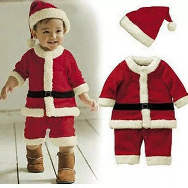 Santa Christmas Costume - Kids Xmas Party Santa Claus Outfit Set 150cm (10-11 Years) Christmas - Tophatter Daily Deals
