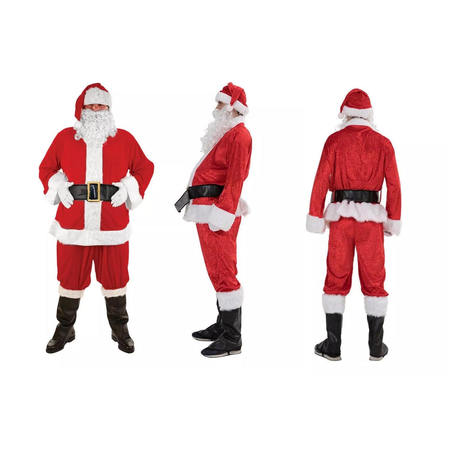 Santa Claus Outfit - 7pcs Santa Claus Costume Father Outfit Christmas Flannel Suit Mens Fancy Dress Christmas - Tophatter Daily Deals