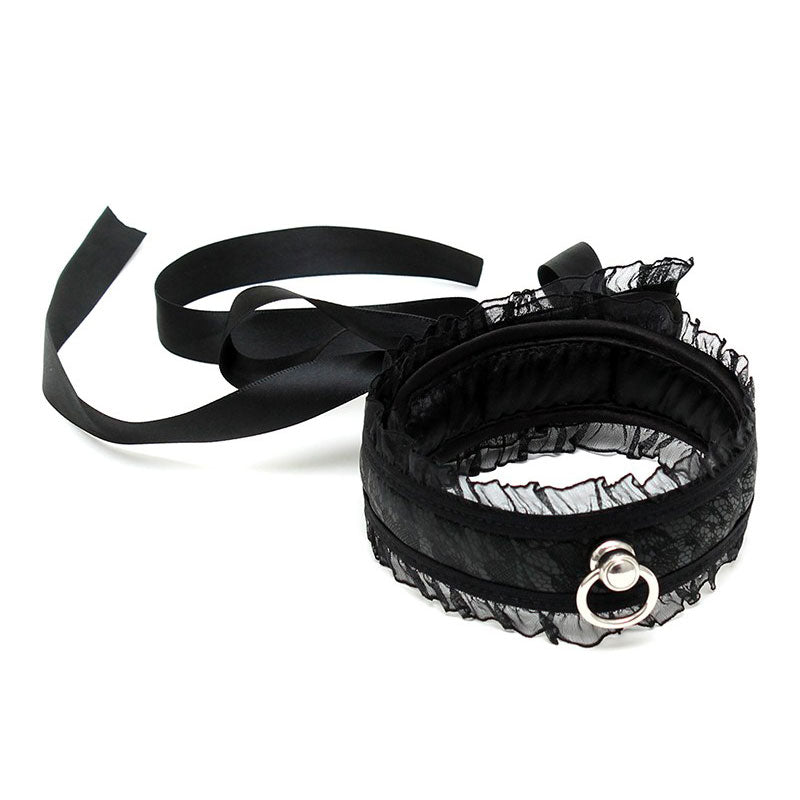 Satin Look Black Collar with O Ring – Elegant Collar Accessory > Bondage Gear > Collars & Leashes - Tophatter Daily Deals