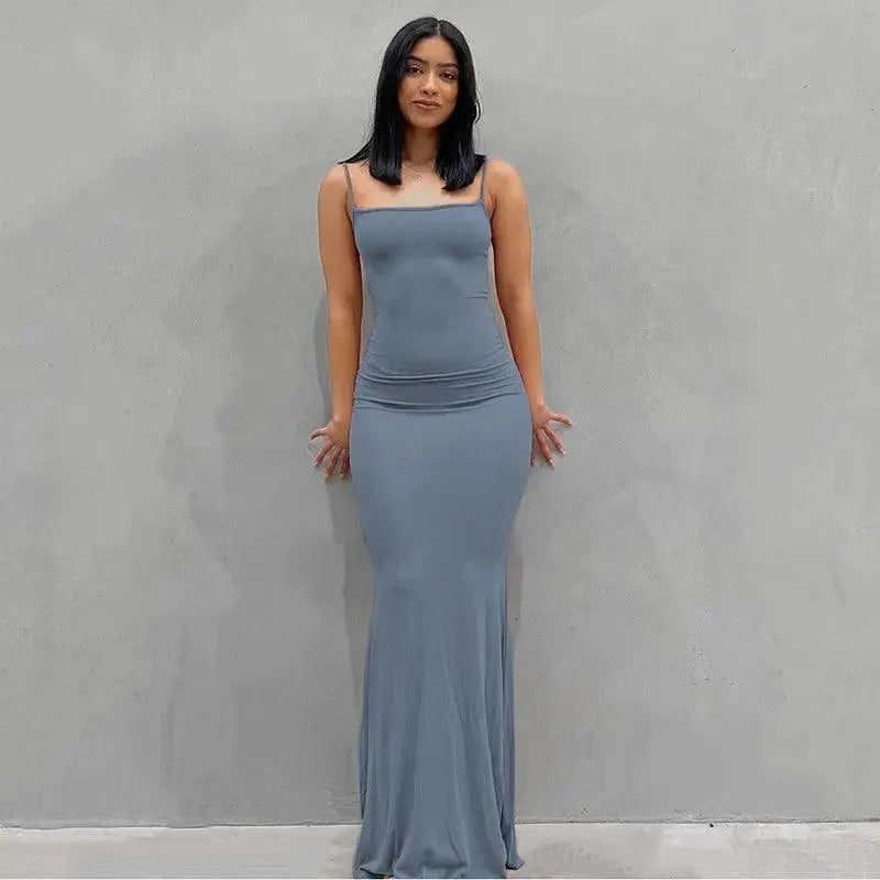 Satin Slip Sleeveless Backless Maxi Dress Women 2025 Y2K Summer clothing - Tophatter Daily Deals