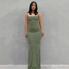 Satin Slip Sleeveless Backless Maxi Dress Women 2025 Y2K Summer Green clothing - Tophatter Daily Deals