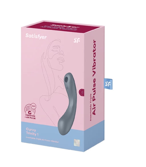 Satisfyer Curvy Trinity 1 Bluegrey 3-in-1 Air Pulse Lay-On and G-Spot Vibrator with 11 Intensity Levels and 12 Vibration Programs > Vibrators > Vibrating Pads - Tophatter Daily Deals