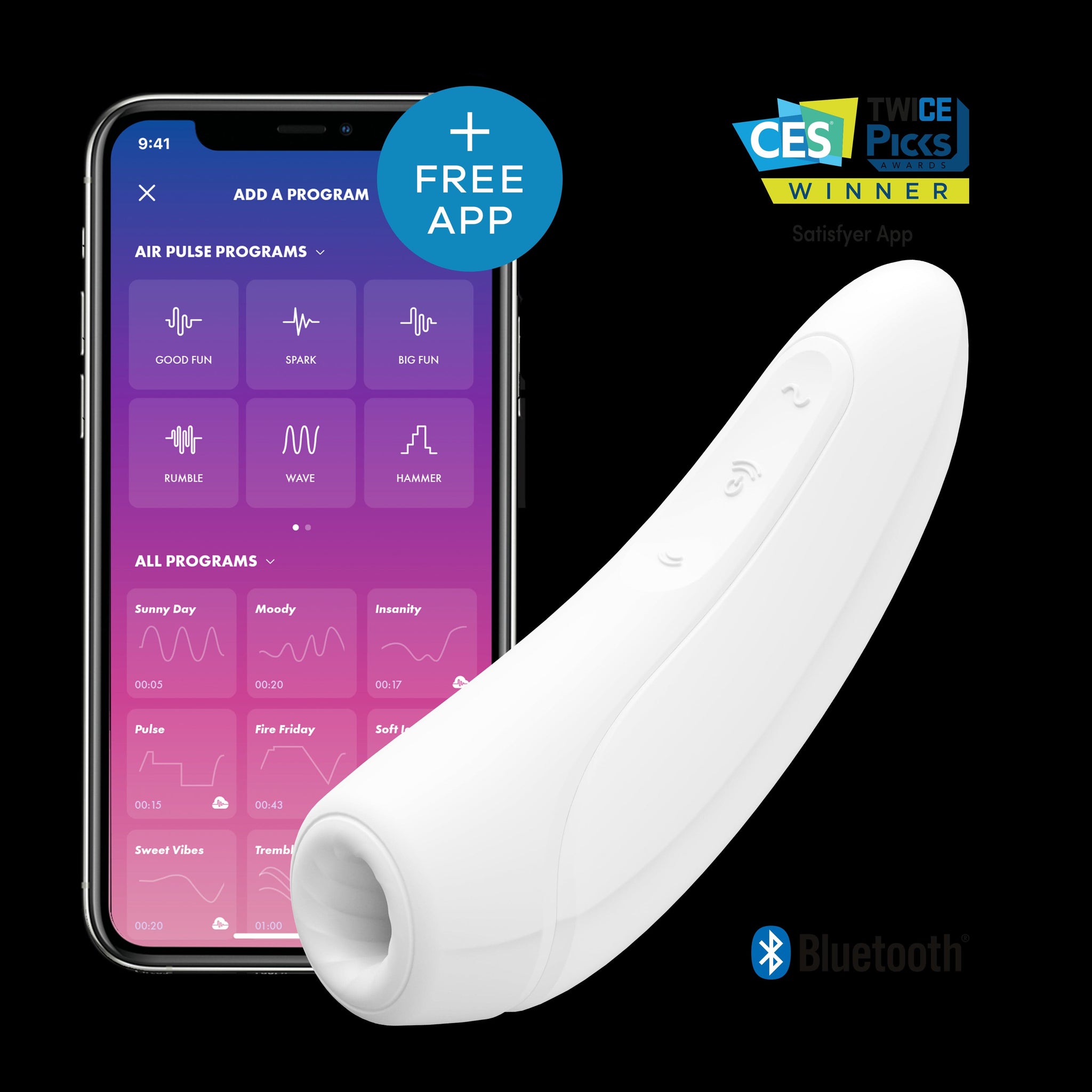 Satisfyer Curvy1+ White Clitoral Stimulator > Sex Toys For Ladies > Air Pulsation - Tophatter Daily Deals